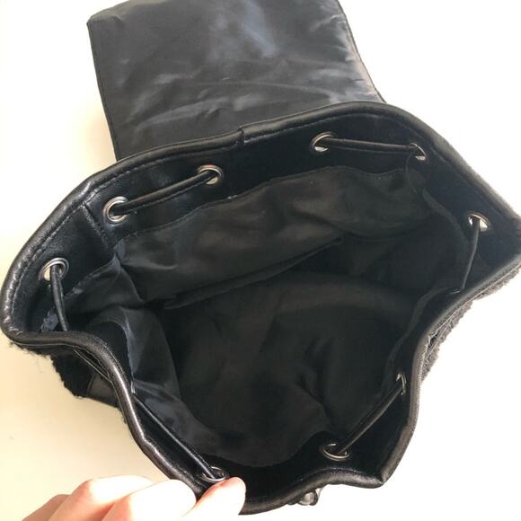 Walt Disney World Boucle Mouse Ears Backpack Pink Black Tweed Rhinestone Bow - Picture 7 of 11